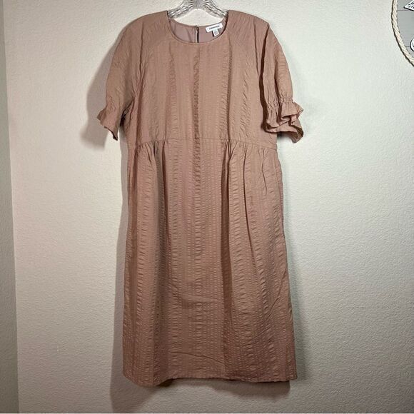 Nordstrom Mauve Pink Ruffled Short Sleeves Shift Dress Women's Small‎ - Picture 1 of 7